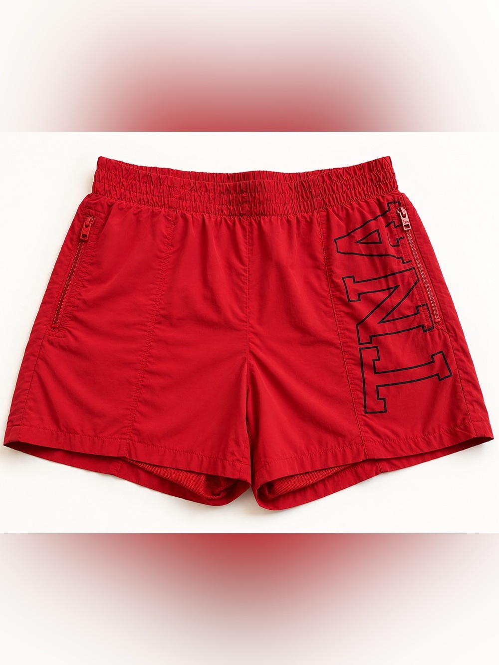 Aritzia TNA Red Retro Nylon Athletic Shorts Mesh Lined Zip Pockets M